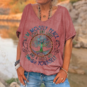 I'm Mostly Peace Love And Light Printed Women's T-shirt