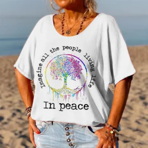 Tree Of Life Imagine All The Peoples Living Life Graphic Women's Round-neck T-shirt